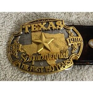 Texas Sesquicentennial First 150 Years Brass Belt Buckle #323 First Edition RARE